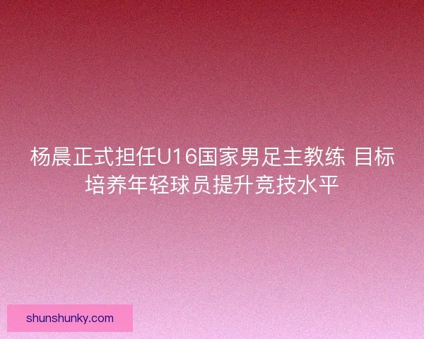 杨晨正式担任U16国家男足主教练 目标培养年轻球员提升竞技水平