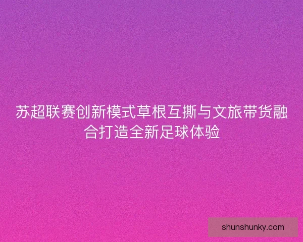 苏超联赛创新模式草根互撕与文旅带货融合打造全新足球体验