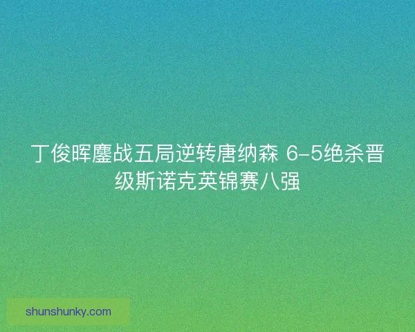 丁俊晖鏖战五局逆转唐纳森 6-5绝杀晋级斯诺克英锦赛八强